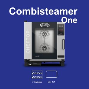 Le CombiSteamer One 7 niveaux GN 1/1 offre un équilibre parfait entre performance et compacité. Idéal pour les établissements de taille moyenne, il assure une cuisson rapide, régulière et économe en énergie. Polyvalent, il permet de rôtir, cuire à la vapeur, gratiner ou régénérer les plats avec une précision professionnelle. Disponible chez Gastromachines SA, votre partenaire pour les fours combinés Unox en Suisse.