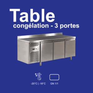 Table congélation autonome (avec compresseur). Côté de compresseur au choix à la commande. Compris dans la livraison 3 grilles GN 1/1 et glissières. Matériel professionnel et acier inoxidable. Garantie 2 ans sur site.