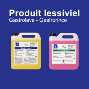la gamme de produits lessiviels Gastrolave et Gastrorince a été développée pour garantir un lavage professionnel optimal tout en respectant les nouvelles exigences environnementales. Formulés sans chlore, sans phosphates et sans NTA, ces produits allient puissance de nettoyage, performance de rinçage et approche écologique.